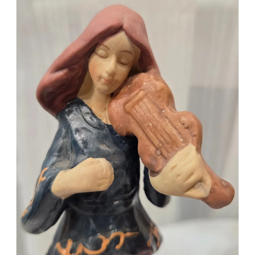 Greenbrier International Figurines Set/3 Ceramic Violin Lyre Tambourine Statues
